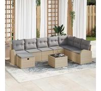 HEFZGDB Set di divani da giardino da 9 pezzi con cuscini e vano portaoggetti nascosto, in rattan sintetico e legno di acacia, mobili modulari per esterni per terrazza e balcone, resistenti alle