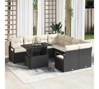 HEFZGDB Set di divani da giardino da 9 pezzi con vano portaoggetti, colore nero e crema, in polyrattan, versatili possibilità di seduta e mobili da esterni modulari per la personalizzazione