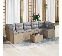 HEFZGDB Set di divani da giardino modulari, 8 pezzi, con cuscini in beige e grigio, per il paesaggio di seduta, come gruppo di mobili da giardino