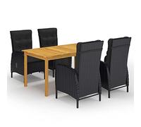 HEFZGDB Set di mobili da giardino da 5 pezzi, colore nero, adatto per terrazza, giardino, piscina