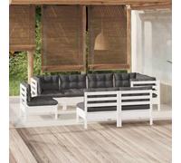 HEFZGDB Set di mobili da giardino da 8 pezzi con cuscini, in legno di pino massiccio, robusti mobili da terrazza per relax e convivialità, design modulare per una combinazione personalizzata