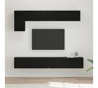 HEFZGDB Set di mobili per TV con mensola e anta, 5 pezzi, in rovere nero, scaffali modulari a cubo per soggiorno, montaggio a parete, soluzione di archiviazione moderna con superficie opaca