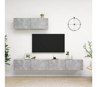 HEFZGDB Set di Mobili Porta TV 3 Pezzi Grigio Cemento in Legno Multistrato con Supporto a Parete, Ampio Armadietto HiFi per Organizzazione e Conservazione, Mobile per Impianti Stereo
