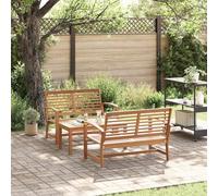HEFZGDB Set divano da giardino 3 pezzi in legno di teak massello con cuscini rimovibili per terrazza e giardino, struttura resistente alle intemperie e facile montaggio, design moderno per il relax