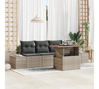 HEFZGDB Set divano da giardino da 5 pezzi con cuscino grigio polyrattan, mobili da esterno resistenti alle intemperie con contenitore per terrazza e balcone. Titolo ottimizzato (149 caratteri): ** 5