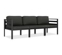 HEFZGDB Set salotto da giardino 3 pezzi con cuscini in alluminio antracite - set divano modulare con cuscino imbottito per terrazza e giardino, mobili da esterno resistenti alle intemperie