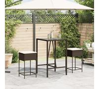 HEFZGDB Sgabello da bar da giardino con cuscino, 2 pezzi, marrone, in polyrattan, per balconi, lounge, giardini, parchi, cortili, terrazze