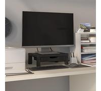 HEFZGDB Supporto per Monitor Nero 43x30,5x13 cm con Cassetto Portaoggetti, Sollevatore Schermo per Ufficio e Casa, Design Minimalista in HIPS Resistente per Alleviare Dolore Collo