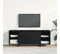 HEFZGDB Supporto TV in Legno Ingegnerizzato Rovere Nero 120x30x40.5 cm con Due Porte e Ripiani, Mobile per Soggiorno Moderno Design Linee Pulite, Mobile Espositivo per Elettronica