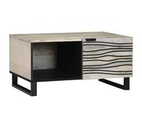 HEFZGDB Tavolino da salotto rustico in legno massello di mango con ripiano integrato e maniglie, bianco o nero, 80 x 50 x 40 cm, mobile da soggiorno durevole per un'eleganza naturale