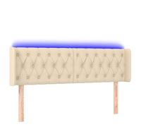 HEFZGDB Testiera con LED color crema, 147 x 16 x 78/88 cm, pannello posteriore in tessuto, per camera degli ospiti, camera da letto, albergo, hotel