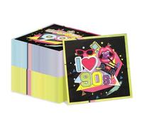 Hegbolke 100 tovaglioli anni '90, multicolore, 33x33 cm, 2 veli, carta, ideali per feste a tema