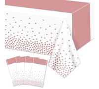 Hegbolke 4 confezioni di tovaglie bianche e oro rosa - 220x130cm copritavolo rettangolare bianco e oro rosa per matrimoni compleanni prima comunione baby showers laurea