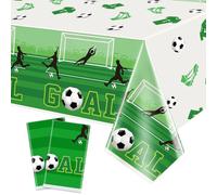 Hegbolke Confezione da 2 tovaglie per feste di calcio, usa e getta, in plastica, a tema calcio, per bambini, decorazioni per feste di compleanno, 220 x 130 cm