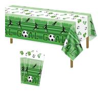 Hegbolke Confezione da 2 tovaglie per feste di calcio, usa e getta, in plastica, a tema calcio, per bambini, decorazioni per feste di compleanno, 220 x 130 cm