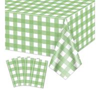 Hegbolke Confezione da 4 tovaglie a quadretti verde chiaro e bianco a quadretti, rettangolari, impermeabili, 210 x 130 cm, per feste di compleanno, vacanze, forniture all'aperto