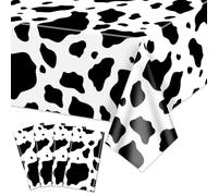 Hegbolke Confezione da 4 tovaglie con stampa mucca nera, 210 x 130 cm, tovaglia rettangolare con mucca, per baby shower, discoteca, feste di compleanno, decorazioni