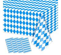 Hegbolke Confezione da 4 tovaglie Oktoberfest - blu e bianco a quadretti tovaglia da birra, tovaglia rettangolare Oktoberfest per decorazioni tedesche per Oktoberfest accessori, 220 x 137 cm