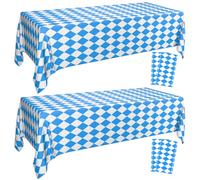 Hegbolke Confezione da 4 tovaglie per Oktoberfest, a scacchi blu e bianchi, tovaglie rettangolari per decorazioni tedesche Oktoberfest, 218,4 x 129,5 cm