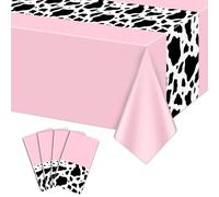 Hegbolke Confezione da 4 tovaglie rosa con stampa mucca, tovaglia rettangolare con mucca, per baby shower, discoteca, cowgirl, feste di compleanno, decorazioni