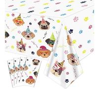 Hegbolke Confezione da 4 tovaglie usa e getta per cuccioli, rettangolari, per decorazioni per feste di compleanno, 220 x 130 cm