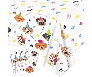 Hegbolke Confezione da 4 tovaglie usa e getta per cuccioli, rettangolari, per decorazioni per feste di compleanno, 220 x 130 cm