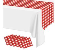 Hegbolke - Confezione da 6 runner da tavolo vichy, rosso e bianco a quadretti, 35,6 x 274,3 cm, rettangolari, impermeabili, per picnic, runner da tavolo per feste di compleanno, forniture per feste a