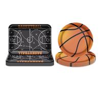 Hegbolke Pallacanestro Decorazione Party Supplies - 40 pezzi 22,9 cm Piatti Basket Party Supplies Kit per Basket Festa di Compleanno Bambini Basket Fan Compleanno