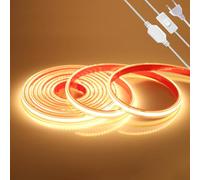 HEGEHE - 220V COB LED strisce con on/off [2M, bianco caldo 3000-3500K], IP65 impermeabile, 288 LED/m Flessibile FCOB LED strisce CRI90+, tagliabile ogni 50cm, decorazione domestica