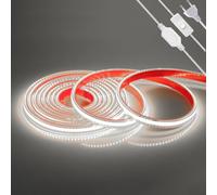 HEGEHE - 220V COB LED strisce con on/off [4M, bianco 6000-6500K], IP65 impermeabile, 288 LED/m Flessibile FCOB LED strisce CRI90+, tagliabile ogni 50cm, decorazione domestica