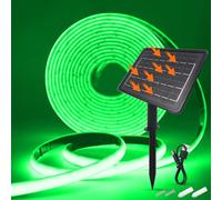 HEGEHE 24V Striscia solare per esterni [2M, verde], IP68 impermeabile striscia neon COB LED flessibile per interni, 2400MAH, 8 modalità di illuminazione, illuminazione giardino/patio/balcone