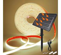 HEGEHE 24V Striscia solare per esterni [3M, bianco naturale], IP68 impermeabile striscia neon COB LED flessibile per interni, 2400MAH, 8 modalità di illuminazione, illuminazione giardino/patio/balcone