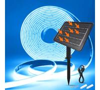 HEGEHE 24V Striscia solare per esterni [5M, blu ghiaccio], IP68 Impermeabile striscia neon COB LED flessibile per interni, 7200MAH, 8 modalità di illuminazione, Illuminazione giardino/patio/balcone