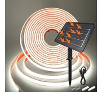 HEGEHE 24V Striscia solare per esterni [9M, bianco], IP68 impermeabile flessibile striscia neon COB LED per interni, 7200MAH, 8 modalità di illuminazione, Illuminazione giardino/patio/balcone