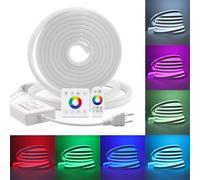 HEGEHE Kit luce neon LED RGB dimmerabile 220V, striscia LED + alimentatore + controller + clip, impermeabile e flessibile, 80 LEDs/m, SMD5050, tagliabile 1M, adatto per decorazioni fai da te [4M]