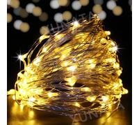 HEGEHE Kit Luce Stringa LED 12V, Alimentatore Switching Striscia LED Flessibile Impermeabile IP65 Giallo 10M, Luce Filo di Rame 100 LEDs/m, Decorazione per Interni ed Esterni