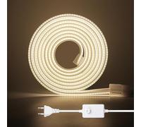 HEGEHE Kit Striscia LED COB Dimmerabile,Striscia Neon LED Tagliabile 220V+Spina Dimmer+Clip di Montaggio,Flessibile e Impermeabile,Adatta per Illuminazione Casa/Negozio (1M,Bianco Naturale)