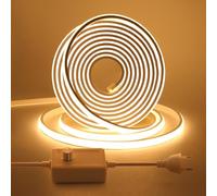 HEGEHE Luce al neon LED COB dimmerabile, striscia LED in silicone bianco caldo 3000K da 15 m con interruttore dimmer, flessibile impermeabile IP65, illuminazione per interni ed esterni