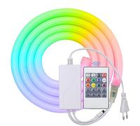 HEGEHE Striscia al neon a tubo tondo RGB 220V, flessibile impermeabile IP65, striscia LED con illuminazione a 360 gradi + controller, adatta per decorazioni fai da te per interni ed esterni (3M)