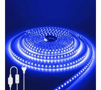 HEGEHE Striscia LED 220V [15M, Blu], con impostazione ON/OFF, 120LEDs/m Striscia LED impermeabile IP65 flessibile e tagliabile CRI90+, illuminazione decorativa per casa e negozi