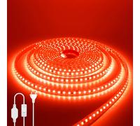 HEGEHE Striscia LED 220V 1M, Rosso, con impostazione ON/OFF, 120LEDs/m Striscia LED impermeabile IP65 flessibile e tagliabile CRI90+, illuminazione decorativa per casa e negozi