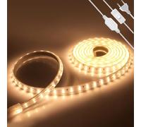 HEGEHE - Striscia LED 220V con On/Off [2M, bianco caldo 3000-3500K], IP65 impermeabile flessibile, 120 LED/m SMD2835 Nastri LED CRI85+, tagliabile ogni 20cm, illuminazione domestica