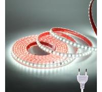 HEGEHE- Striscia LED 230V 16.4FT/5M, 120 LED/M IP65 Impermeabile Flessibile Luce Bianca 6000K Striscia LED CRI90+, Camera da letto Cucina Soggiorno Sotto l'armadio Decorazioni per la casa