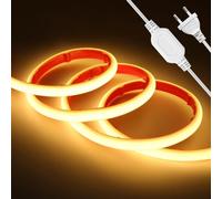 HEGEHE - Striscia LED COB 220V 15m, IP65 Impermeabile Flessibile, 288 LED/m Striscia Neon LED FCOB Autoadesiva, Decorazione Illuminazione per Interni ed Esterni [Bianco Caldo 3000K]