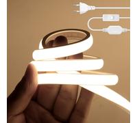 HEGEHE - Striscia LED COB 220V con On/Off, IP65 Impermeabile Flessibile, 288 LED/m 15m Bianco Naturale 4000K Striscia Neon LED FCOB Super Luminosa CRI90+, Può essere tagliata ogni 50 cm