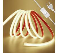 HEGEHE - Striscia LED COB 230V 0,5m, ogni 10cm può essere tagliato una volta, flessibile impermeabile IP65, striscia neon LED FCOB 240 LED/m 90+, con interruttore [Luce bianca naturale 4000K]