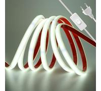 HEGEHE - Striscia LED COB 230V 20m, ogni 10cm può essere tagliato una volta, flessibile impermeabile IP65, striscia neon LED FCOB 240 LED/m 90+, con interruttore [luce bianca 6000K]