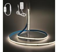 HEGEHE - Striscia LED COB dimmerabile DC12V autoadesiva, 320 LED/m Striscia LED FCOB flessibile CRI90+ con dimmer, adatta per illuminazione di interni [2m, bianco naturale 4000K]