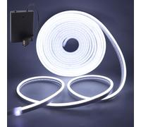 HEGEHE - Striscia neon flessibile impermeabile in silicone bianco 6000K tagliabile da 0,5m, alimentata a batteria/USB, SMD2835, 120 LED/m, design fai da te, decorazione di case e negozi