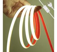 HEGEHE - Striscia neon LED COB 220V con on/off, flessibile impermeabile IP67, tagliabile ogni 50 cm, installazione con nastro biadesivo, illuminazione domestica [4M, bianco naturale 4000-4500K]